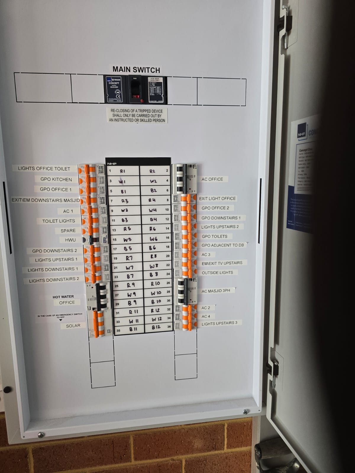 Complete industrial warehouse electrical fitout in Malaga showing professional electrical installation with switchboard, lighting and power outlets