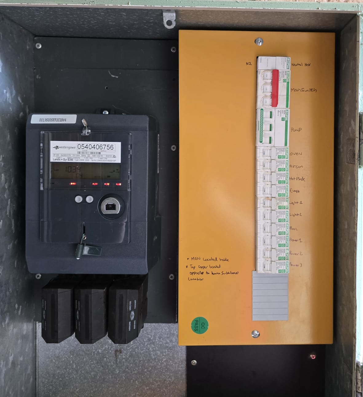 Modern switchboard upgrade in Perth Metro building with RCD safety switches and surge protection devices